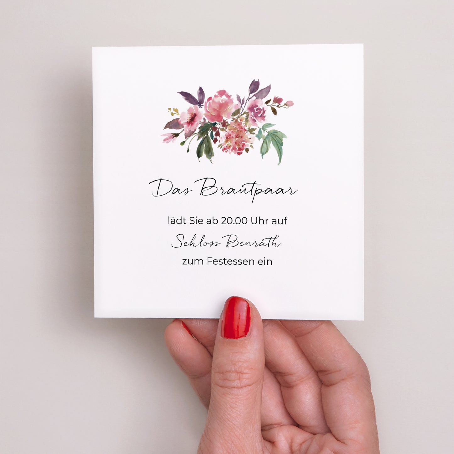 Einladungskarte Hochzeit Quadrat Mini Blümchen foto N° 2