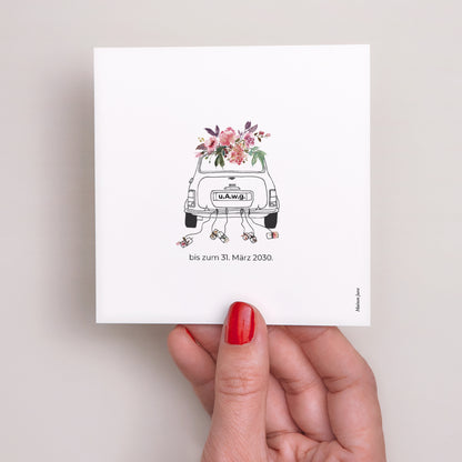 Einladungskarte Hochzeit Quadrat Mini Blümchen foto N° 3