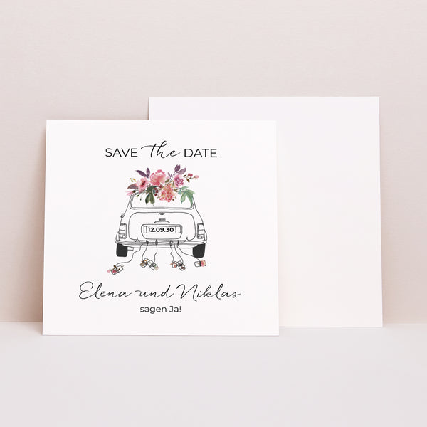 Save the date Karte Hochzeit Quadrat Mini Blümchen foto
