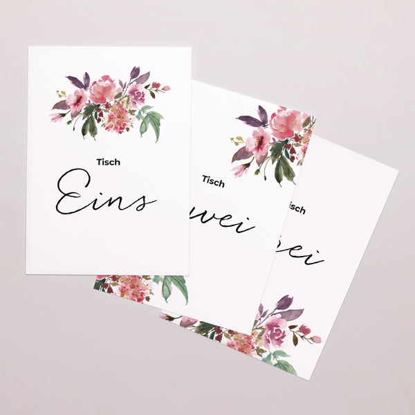 Tischnummern Hochzeit Rechteck Mini Blümchen foto