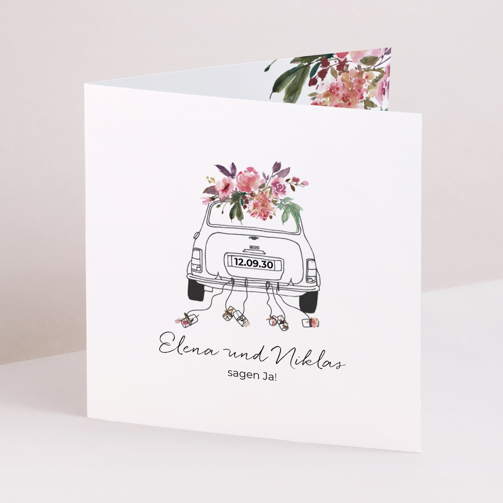 Hochzeitseinladung Doppelflügelfenster Mini Blümchen foto N° 1