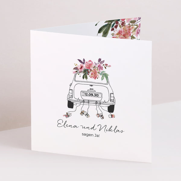 Hochzeitseinladung Doppelflügelfenster Mini Blümchen foto