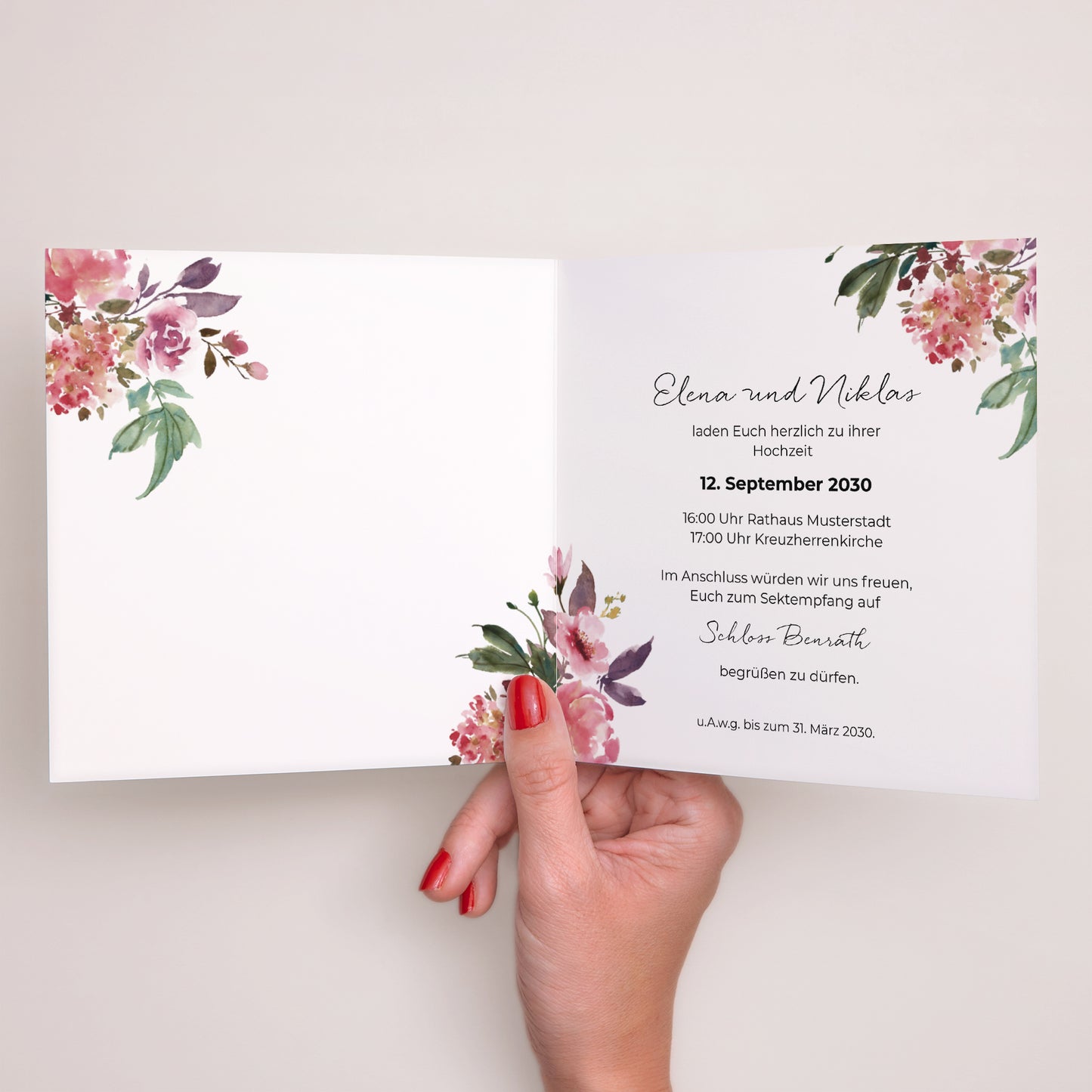 Hochzeitseinladung Doppelflügelfenster Mini Blümchen foto N° 2