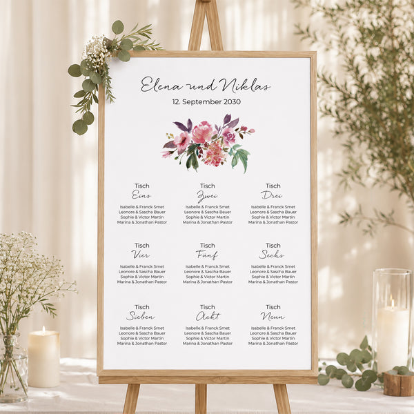 Sitzplan Hochzeit Porträt Mini Blümchen foto