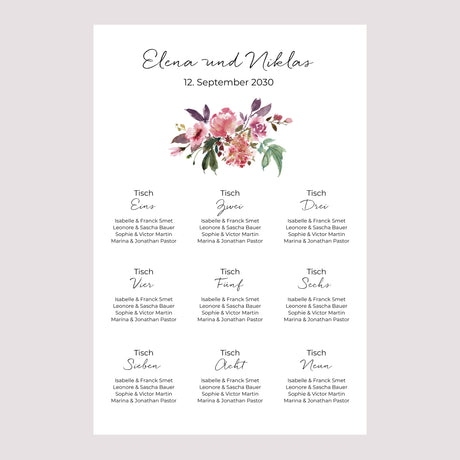 Sitzplan Hochzeit Porträt Mini Blümchen