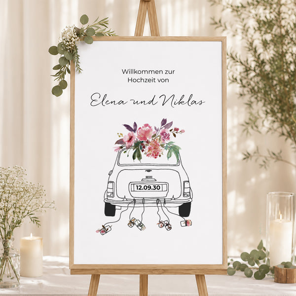 Begrüßungstafel Hochzeit Porträt 60 x 90 cm Mini Blümchen foto