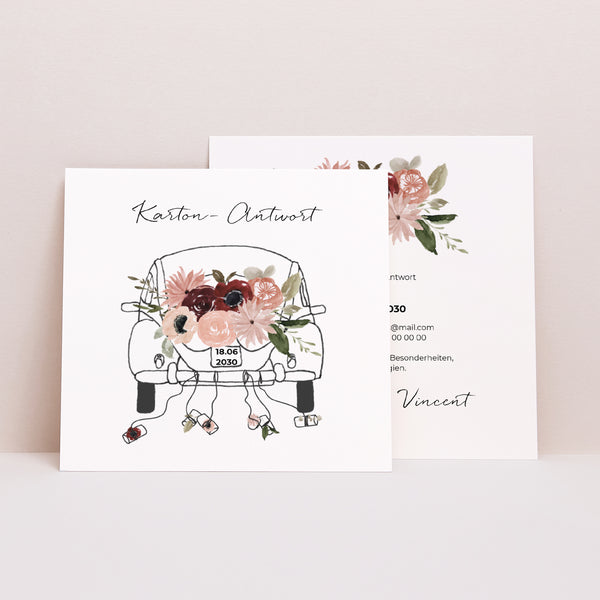 Antwortkarte Hochzeit Quadrat foto