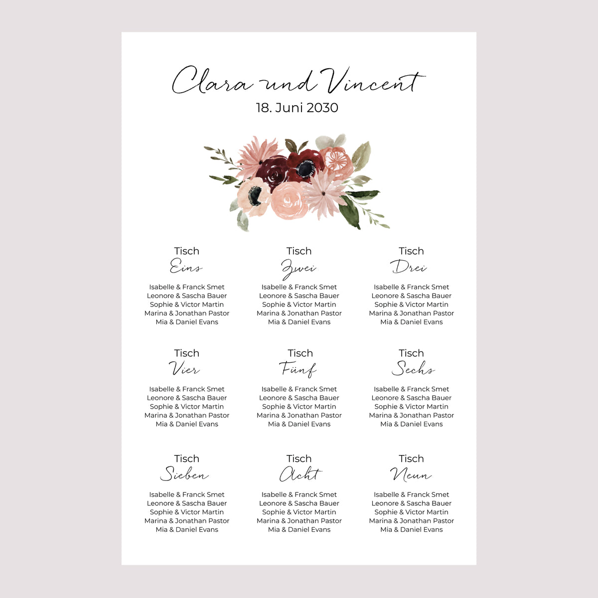 Sitzplan Hochzeit Porträt Blühender Marienkäfer foto N° 2