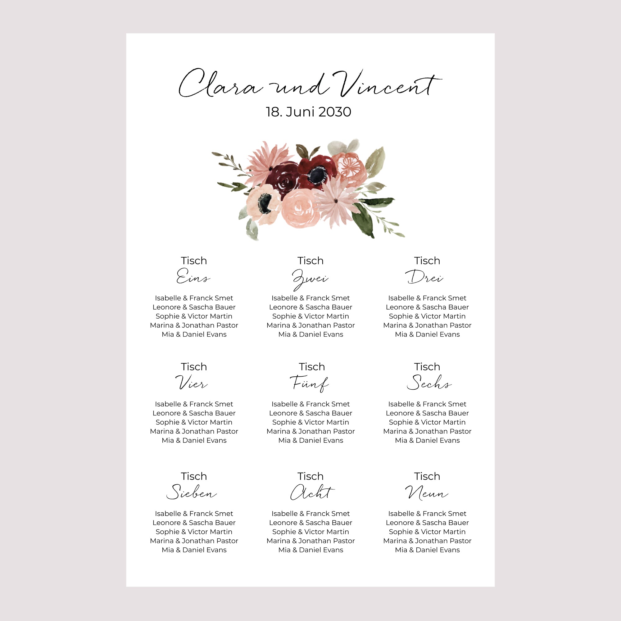 Sitzplan Hochzeit Porträt Blühender Marienkäfer foto N° 2