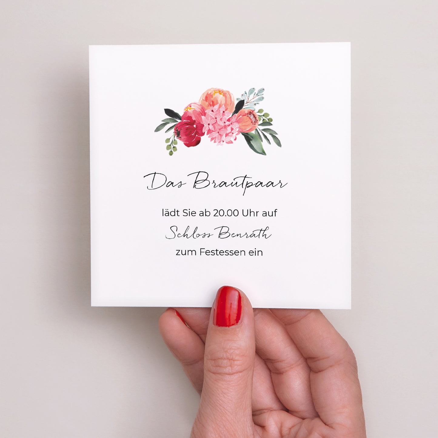 Einladungskarte Hochzeit Quadrat 2CV mit Blumen foto N° 2