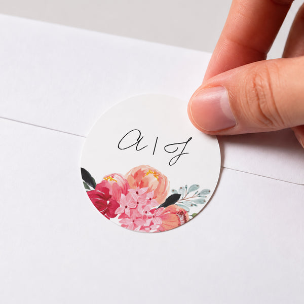 Sticker Hochzeit Rund 2CV mit Blumen foto