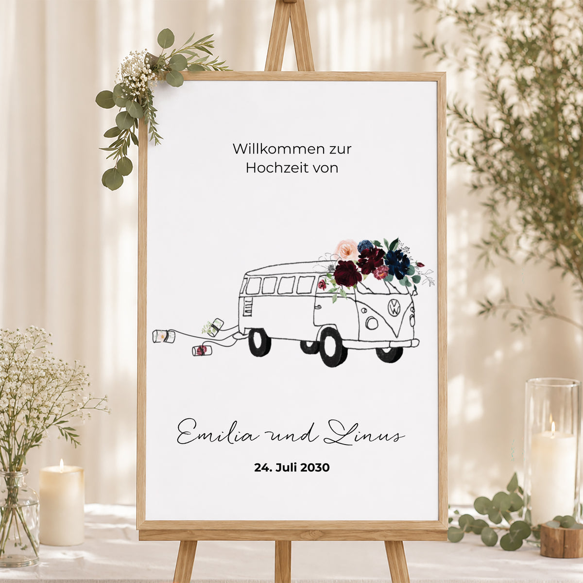 Begrüßungstafel Hochzeit Porträt 60 x 90 cm foto N° 1