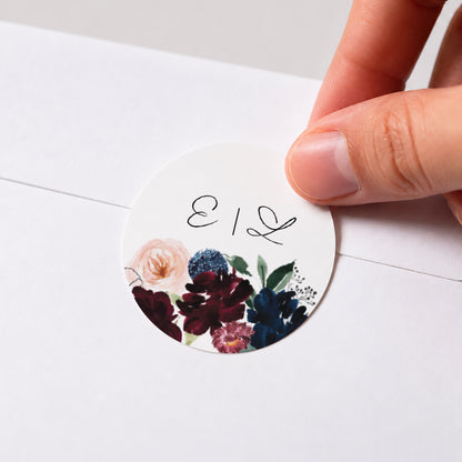 Sticker Hochzeit Rund Blümchen-Kombi foto N° 1