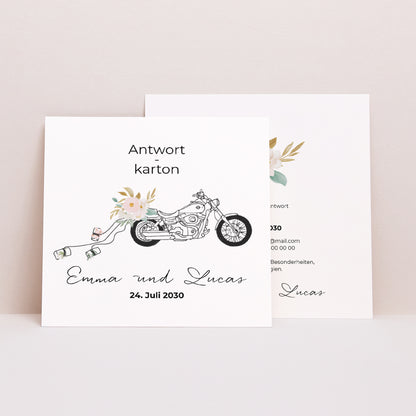 Antwortkarte Hochzeit Quadrat Blumige Harley foto N° 1