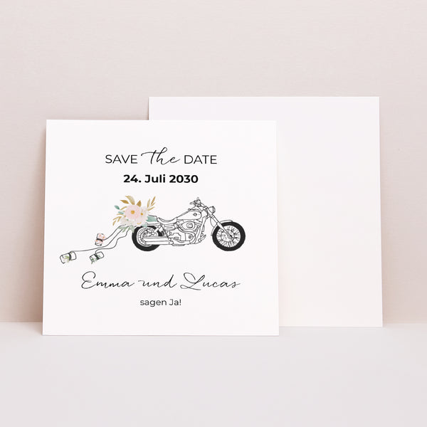 Save the date Karte Hochzeit Quadrat Blumige Harley foto