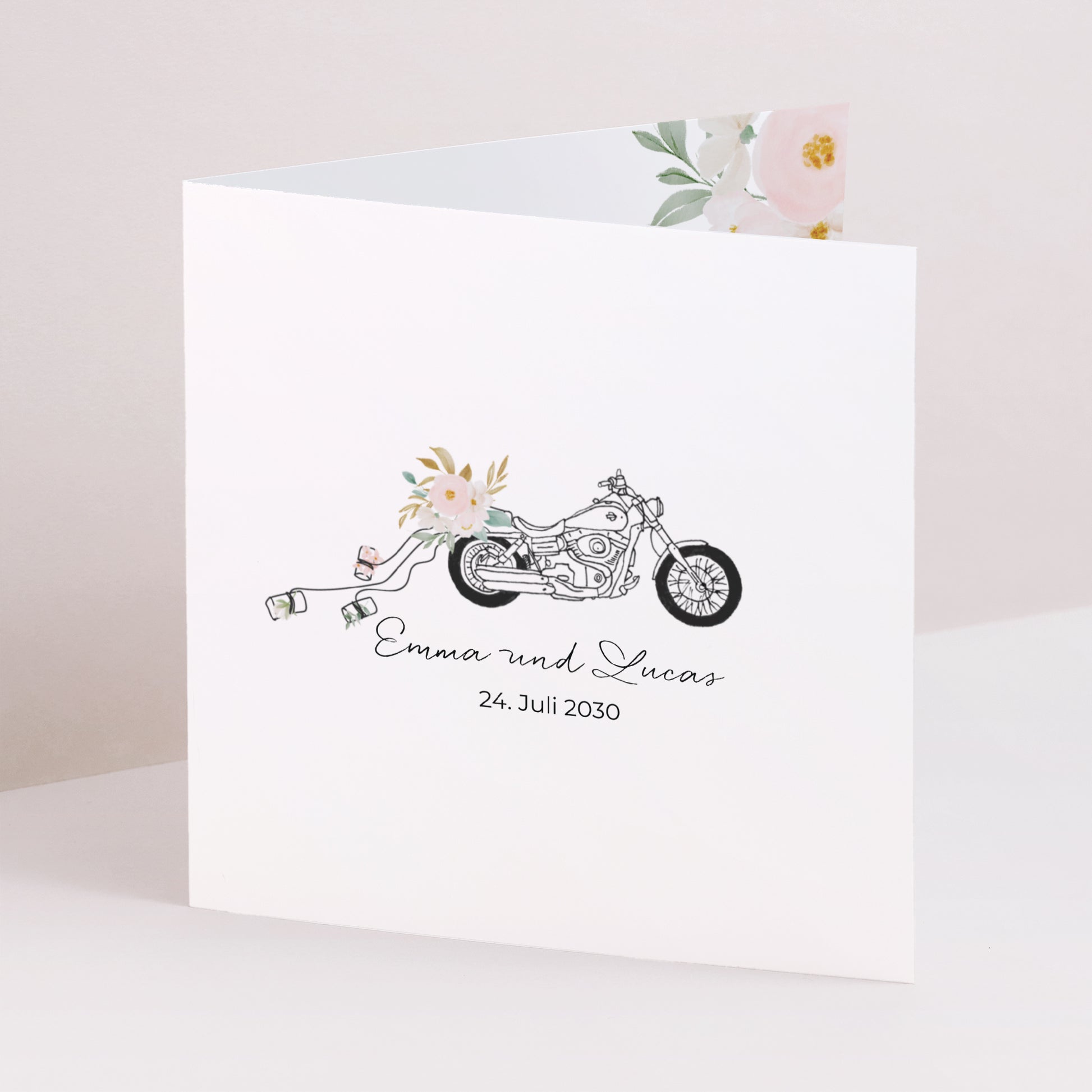 Hochzeitseinladung Doppelflügelfenster Blumige Harley foto N° 1