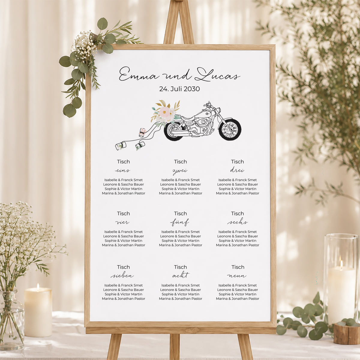 Sitzplan Hochzeit Porträt Blumige Harley foto N° 1