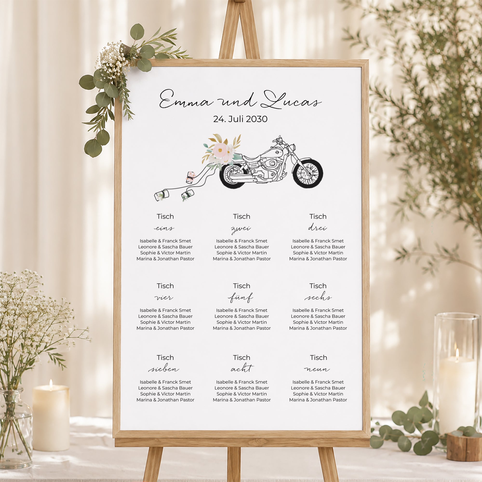 Sitzplan Hochzeit Porträt Blumige Harley foto N° 1