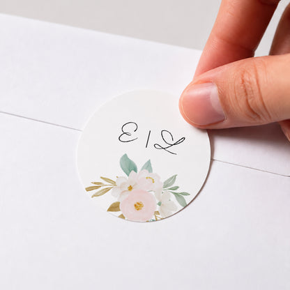 Sticker Hochzeit Rund Blumige Harley foto N° 1