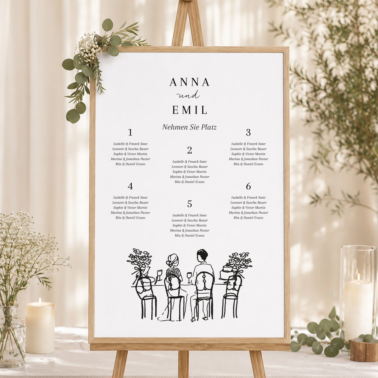 Sitzplan Hochzeit Porträt Es lebe, wer frisch verheiratet ist foto N° 1