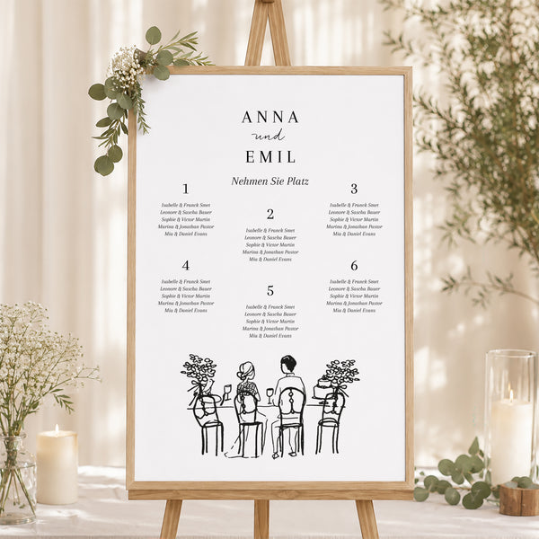 Sitzplan Hochzeit Porträt Es lebe, wer frisch verheiratet ist foto