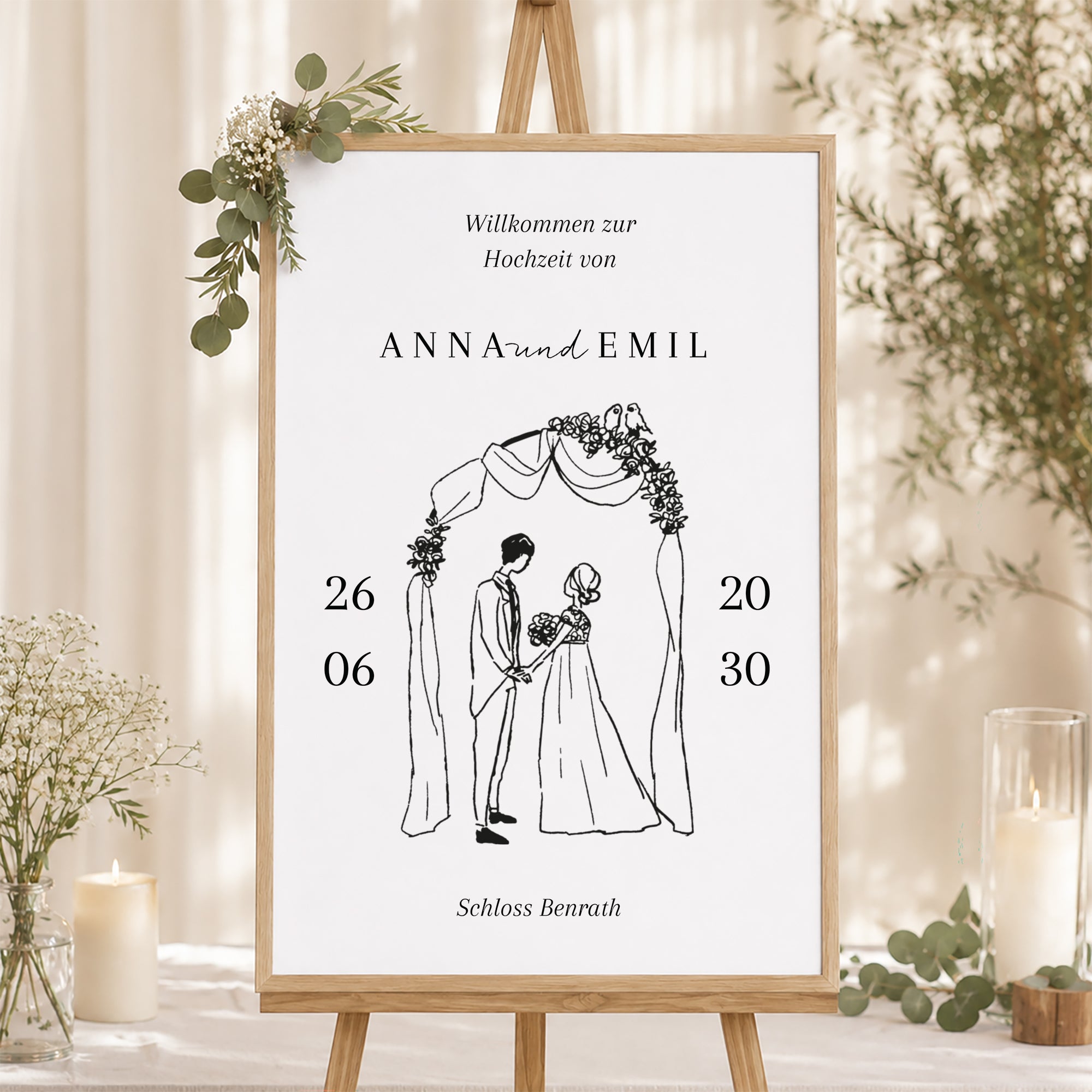 Begrüßungstafel Hochzeit Porträt 60 x 90 cm foto N° 1