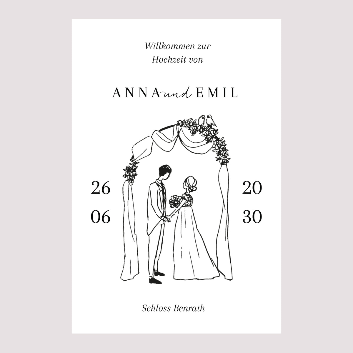 Begrüßungstafel Hochzeit Porträt 60 x 90 cm foto N° 2