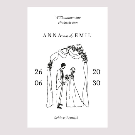 Begrüßungstafel Hochzeit Porträt 60 x 90 cm