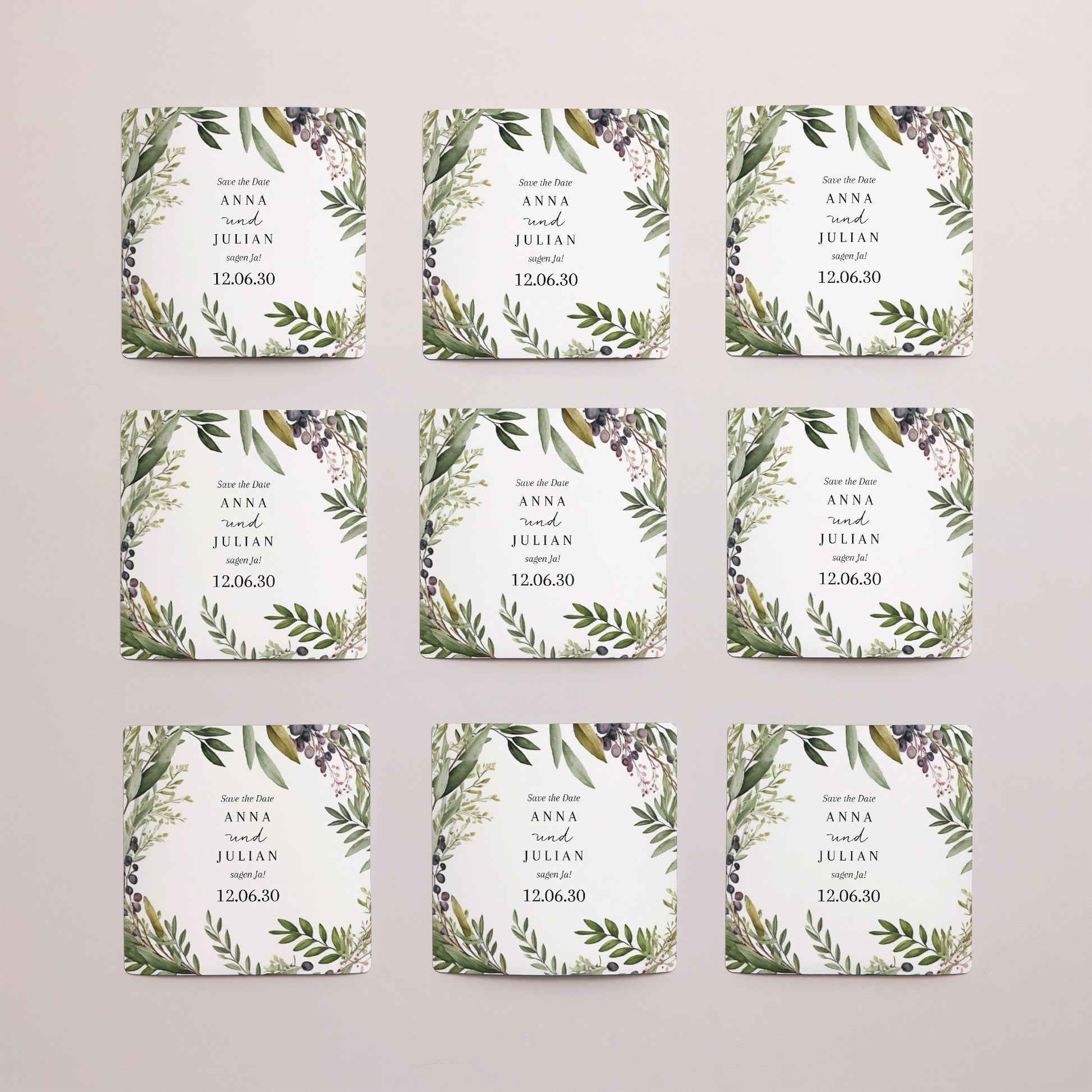 Save the date Karte Hochzeit Satz von 9, magnetisch. Frühlingslaub foto N° 3