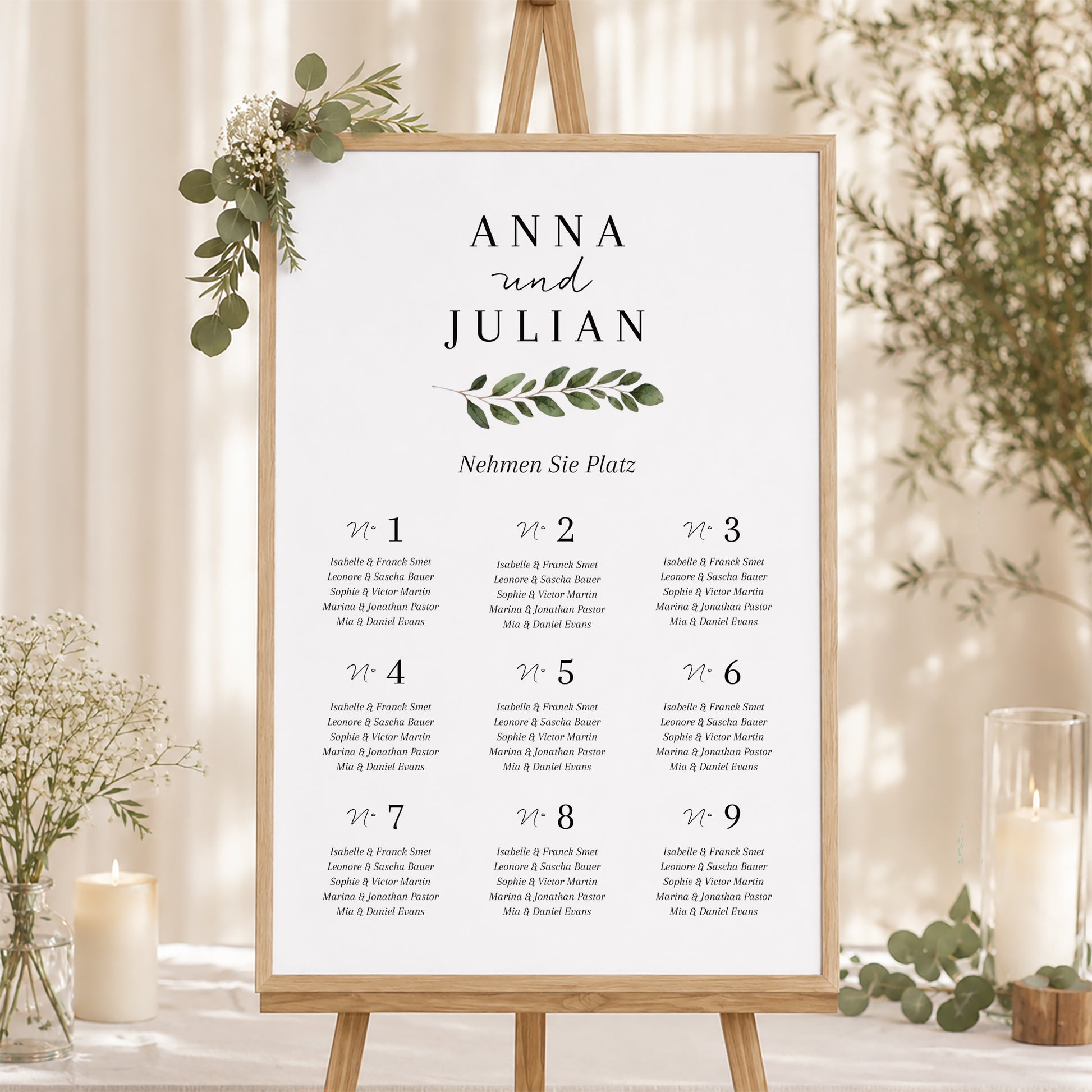 Sitzplan Hochzeit Porträt Frühlingslaub foto N° 1