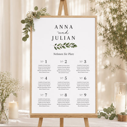Sitzplan Hochzeit Porträt Frühlingslaub foto N° 1