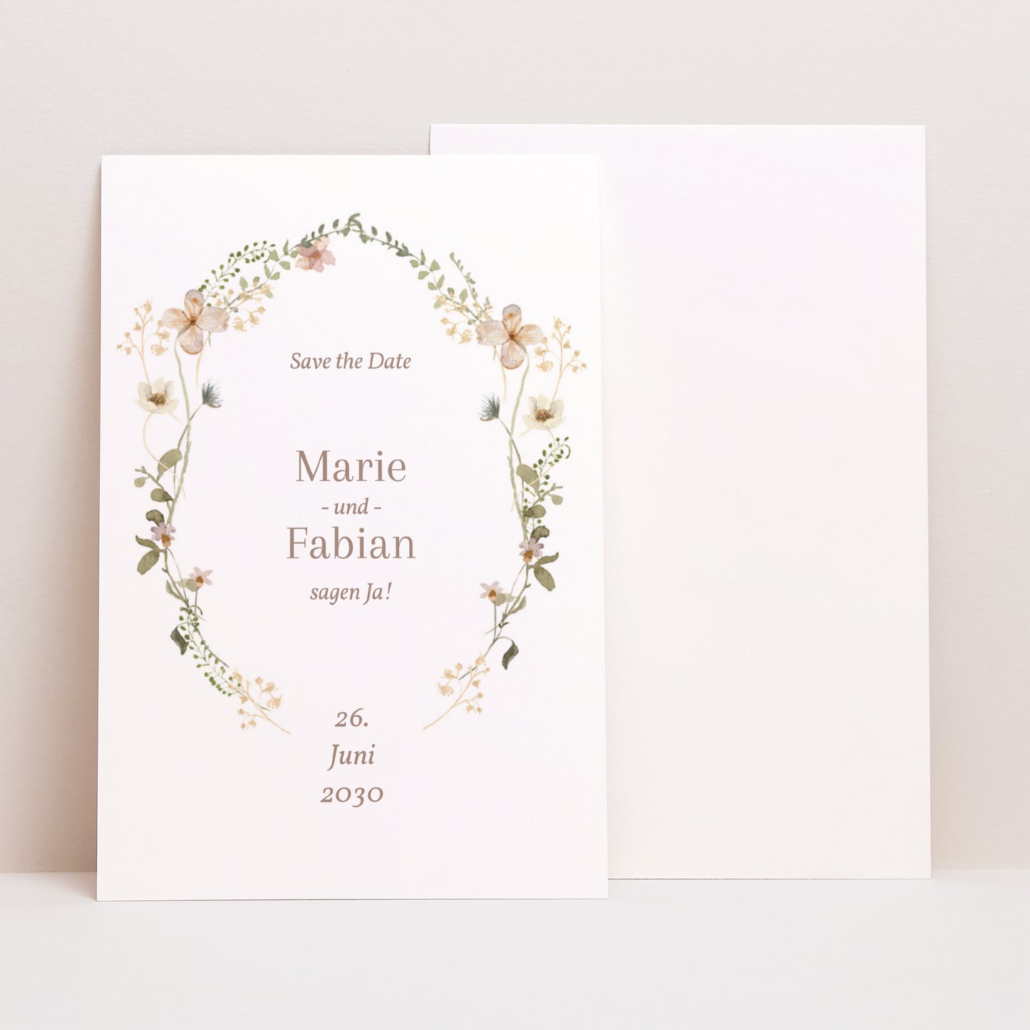 Save the date Karte Hochzeit PortraitPorträt Wildblumen III foto N° 1