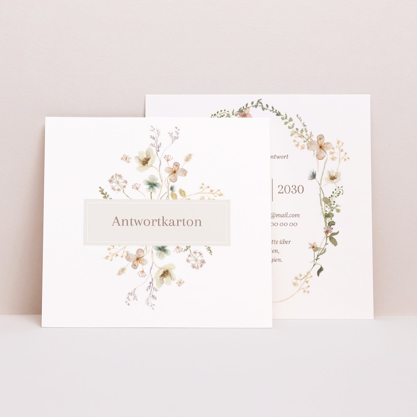Antwortkarte Hochzeit Quadrat Wildblumen III foto N° 1
