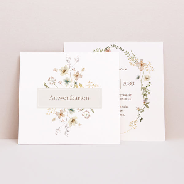 Antwortkarte Hochzeit Quadrat Wildblumen III foto