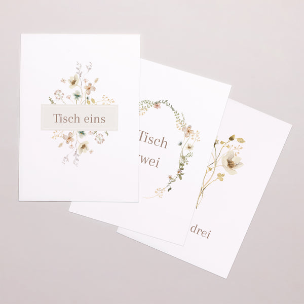 Tischnummern Hochzeit Rechteck Wildblumen III foto