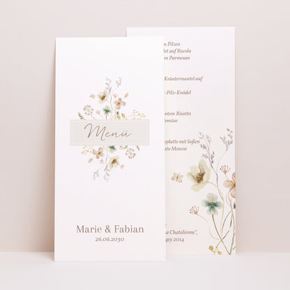 Menükarte Hochzeit Panoramatisches Porträt Wildblumen III foto N° 1