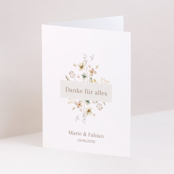 Dankeskarte Hochzeit Doppelflügelporträt Wildblumen III foto