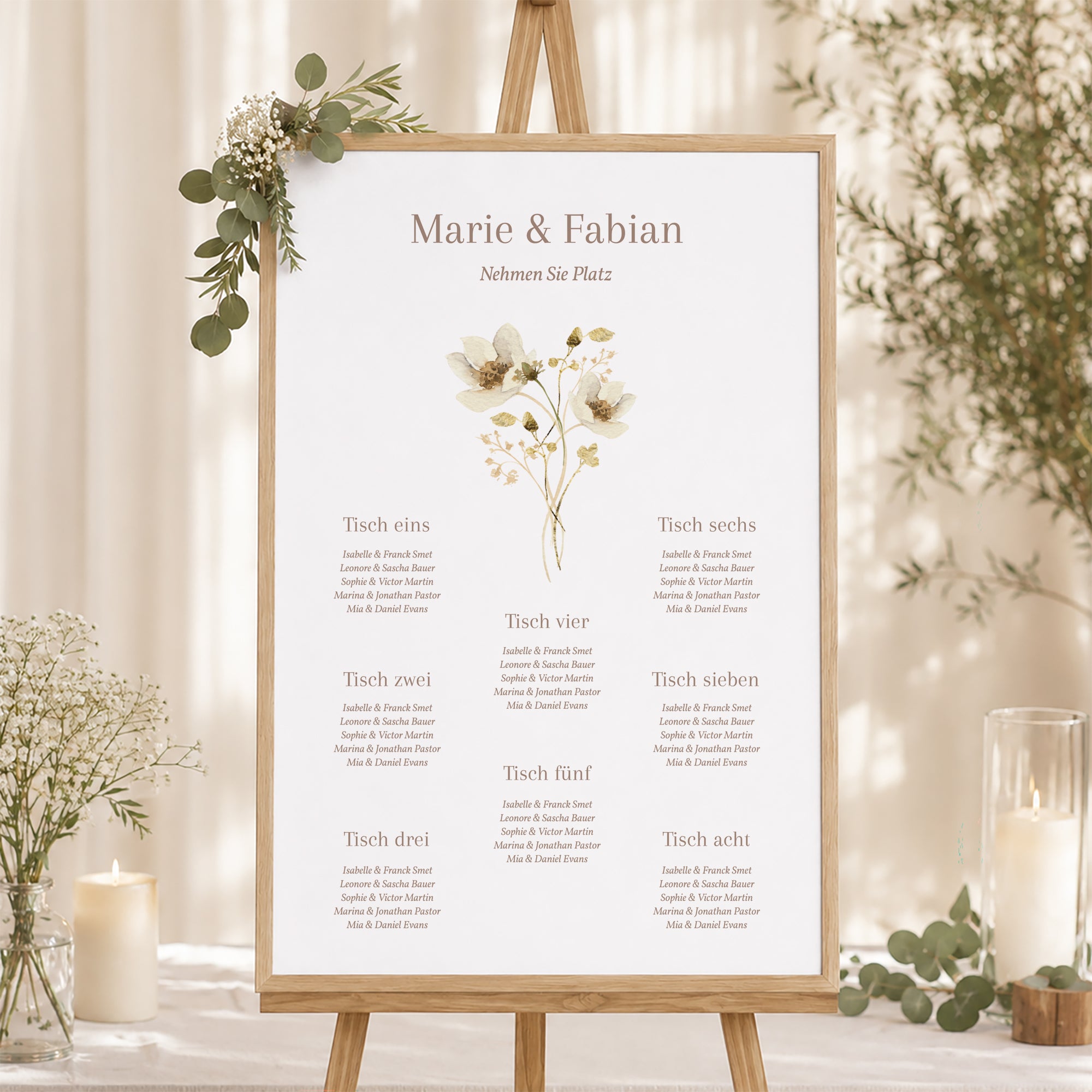 Sitzplan Hochzeit Porträt 60 x 90 cm Wildblumen III foto N° 1