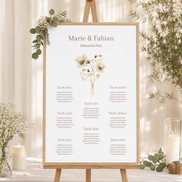 Sitzplan Hochzeit Porträt 60 x 90 cm Wildblumen III foto