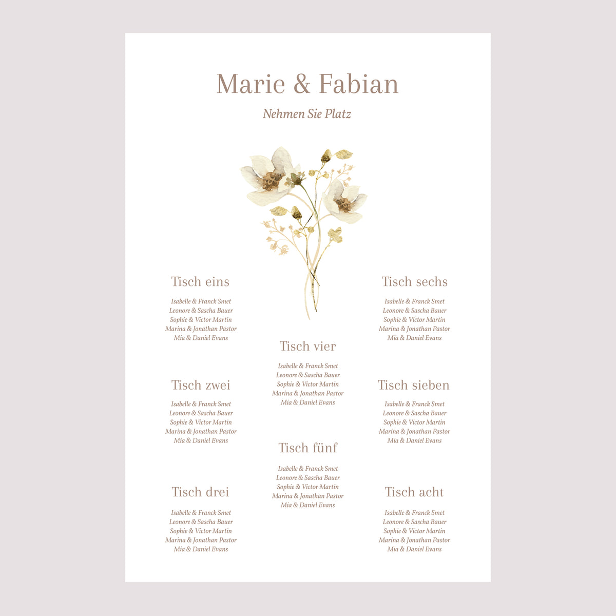 Sitzplan Hochzeit Porträt 60 x 90 cm Wildblumen III foto N° 2