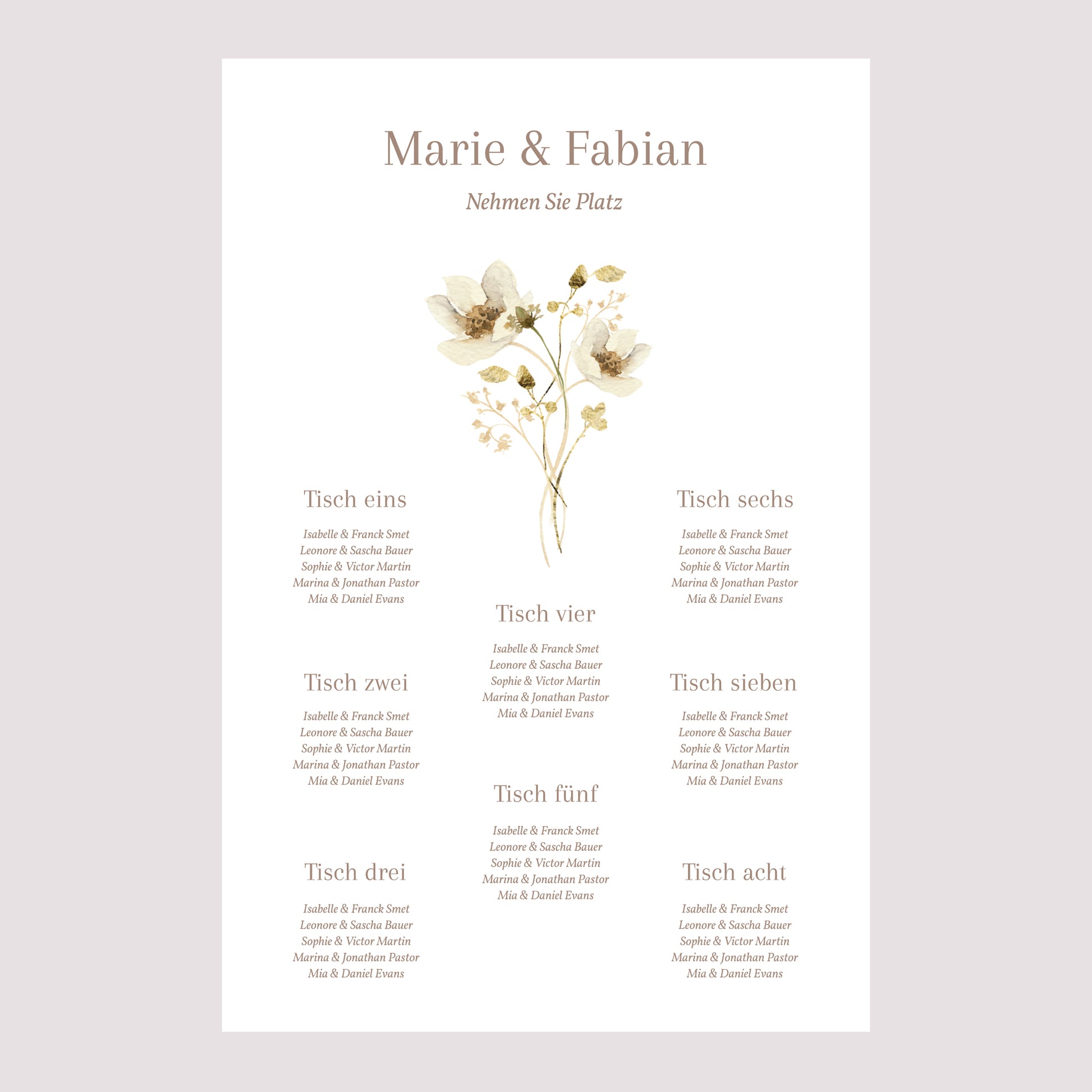 Sitzplan Hochzeit Porträt 60 x 90 cm Wildblumen III foto N° 2