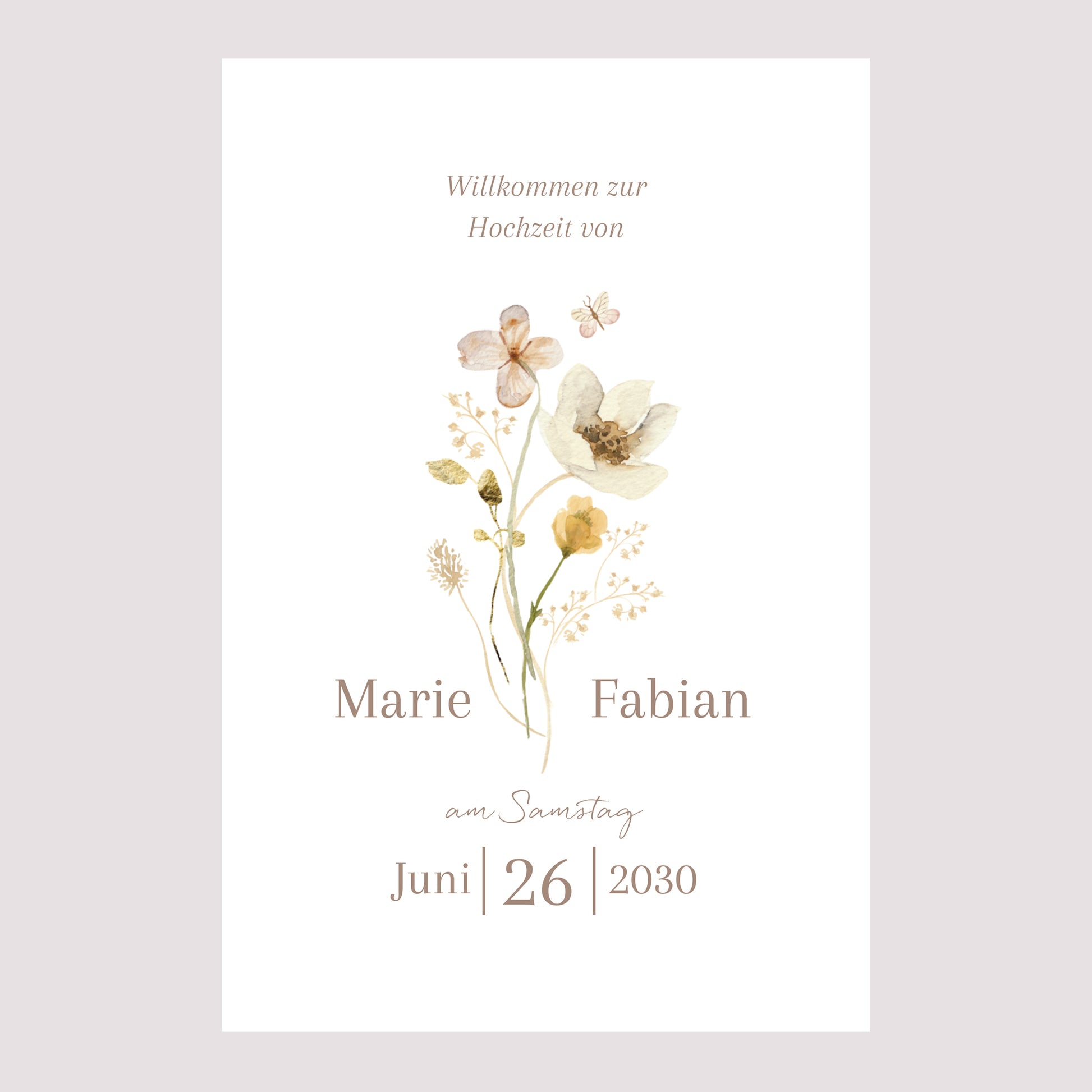 Begrüßungstafel Hochzeit Porträt 60 x 90 cm Wildblumen III foto N° 2