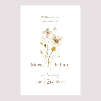 Begrüßungstafel Hochzeit Porträt 60 x 90 cm Wildblumen III foto N° 2