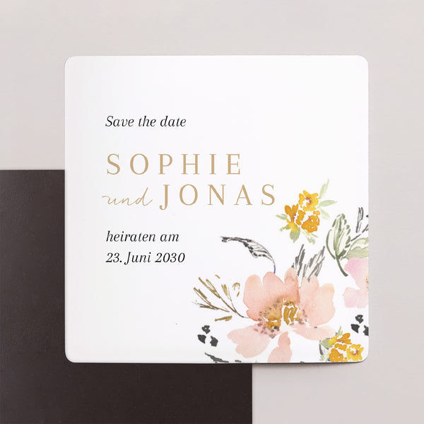 Save the date Karte Hochzeit Satz von 9, magnetisch. Pop-Blumen foto