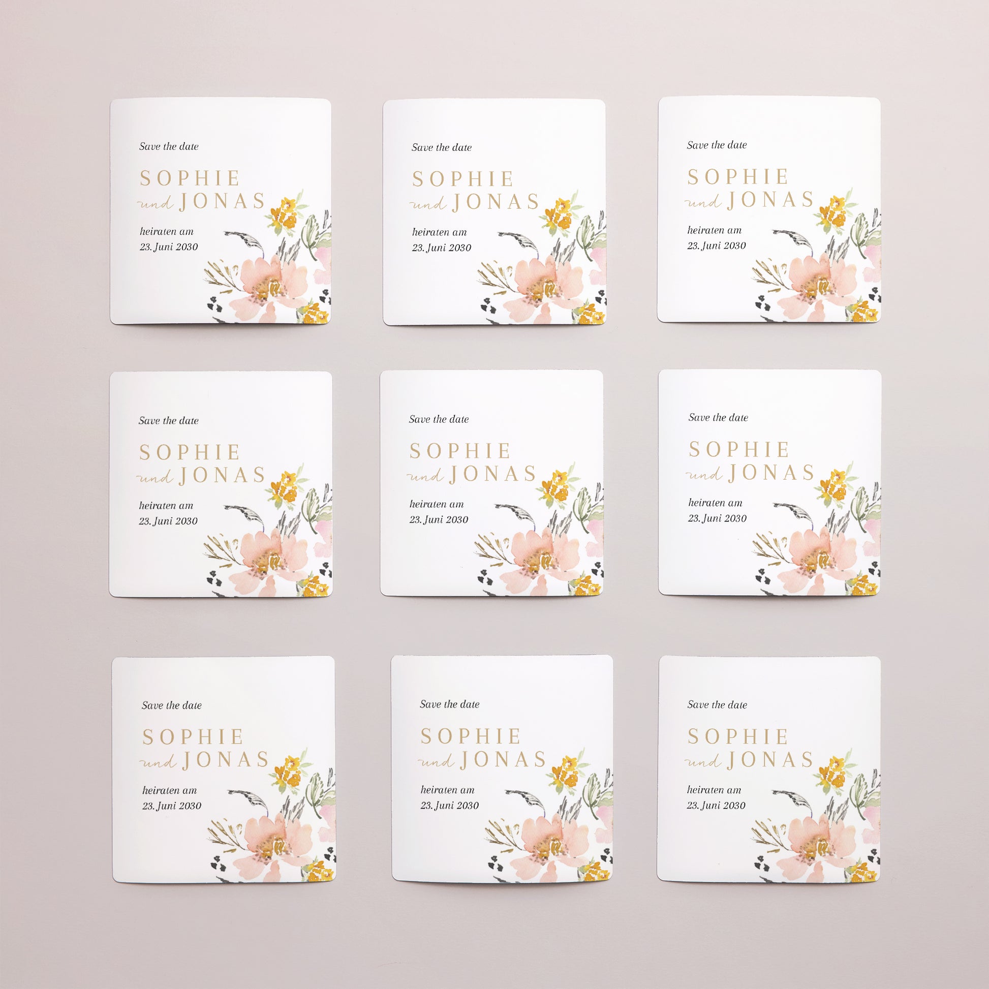 Save the date Karte Hochzeit Satz von 9, magnetisch. Pop-Blumen foto N° 3