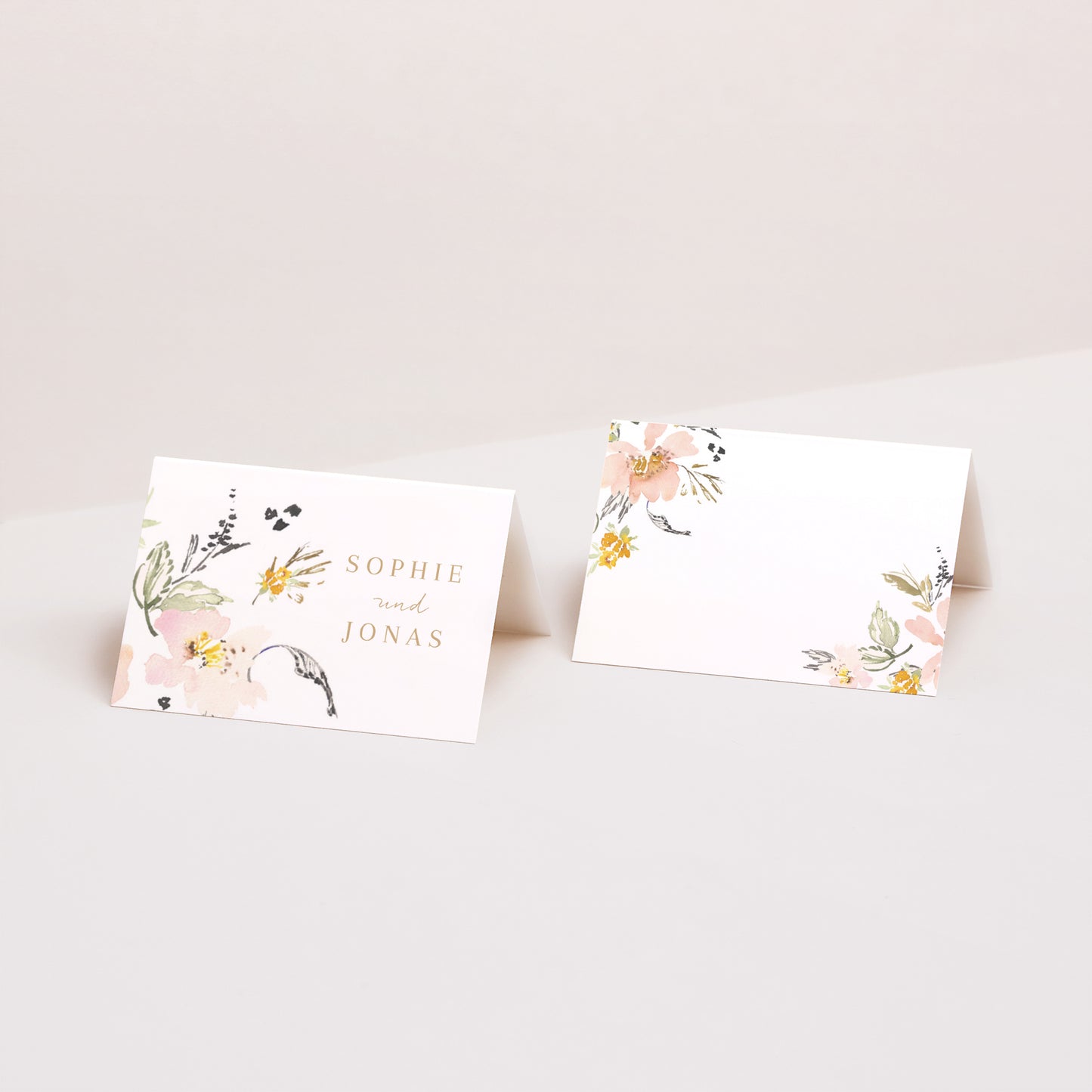 Tischkarten Hochzeit Quer Pop-Blumen foto N° 1