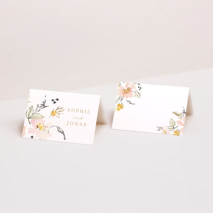 Tischkarten Hochzeit Quer Pop-Blumen foto N° 1