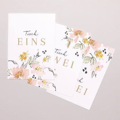 Tischnummern Hochzeit Rechteck Pop-Blumen foto N° 1
