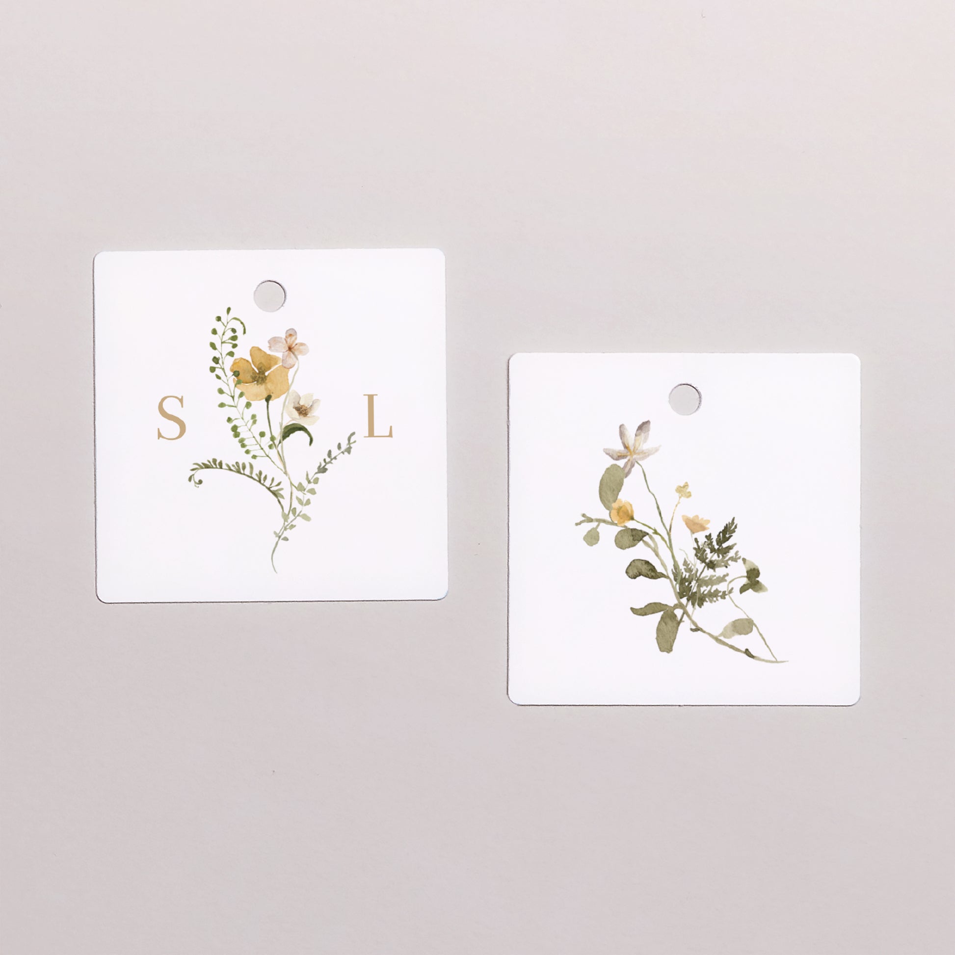Vorgelochtes Etikett Hochzeit quadratisch Wildblumen II foto N° 1