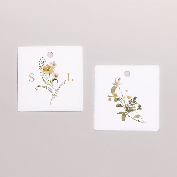Vorgelochtes Etikett Hochzeit quadratisch Wildblumen II foto